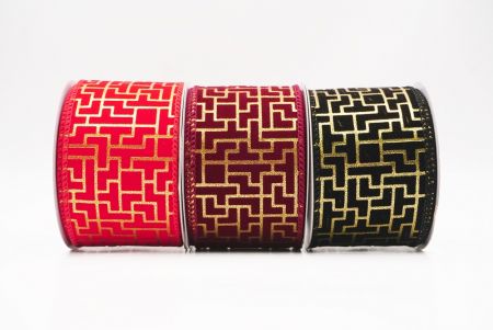Geometric Maze Pattern Metallic Wired Ribbon - Geometric Maze Pattern Metallic Wired Ribbon